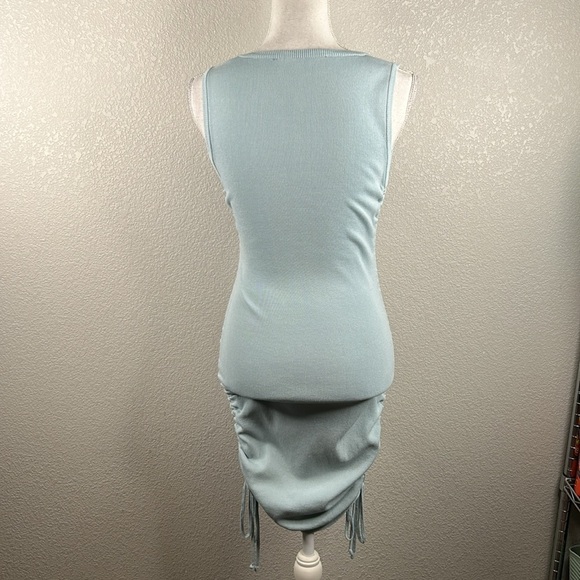 Lioness Light Blue Knit Summer Casual Gathered Sides Tank Midi Dress Size Small - Picture 5 of 7